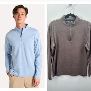 FAHERTY M Saffolk men 1/2 zip brown neutral activewear casual Long sleeve tunic